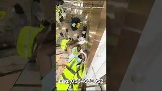 كيف طريقة كيف تركيب مرايا جيدار،سطوحHow to  Fix luxurious Mirrors in wall at roof Hotel office room