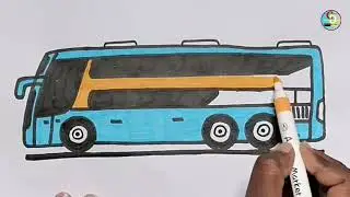 Easy Bus drawing for kids and toddlers step by step | @Cutedrawings01 