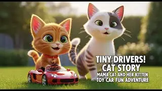Tiny Drivers! Cat Story Mama Cat and Her Kitten Toy Car Fun Adventure