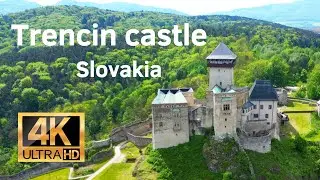 Trencin castle drone 4K/60fps- Slovakia, zamek Trenczyn Słowacja, Hrad Trenč&iacute;n