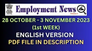 Employment News  Paper This Week PDF: 28 OCTOBER - 3 NOVEMBER 2023 (1st week) #employmentnews