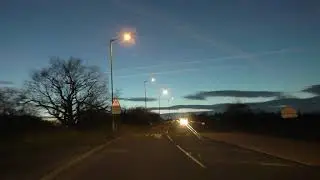 Night Drive On The A44 From Evesham To Worcester, Worcestershire, England 29th December 2021