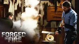 Challenging Twist Damascus Billet Shocks Bladesmiths (Season 7) | Forged in Fire