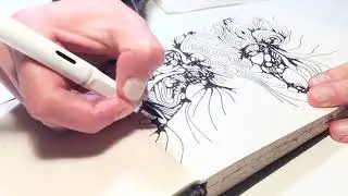 STUDIO VLOG - SKETCHBOOK SESSIONS - DRAWING IN MY SKETCHBOOK - ABSTRACT INK LINE ART