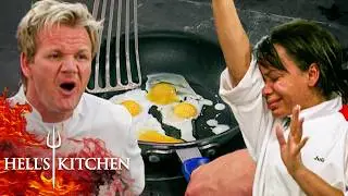 Fried Eggs Send the Red Team into a Civil War as Vinnie Gets Demoted to Dish Washer | Hell's Kitchen