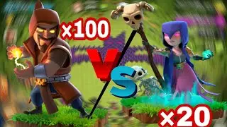 100 Wizard vs 20 Witch max level | COC vs battle