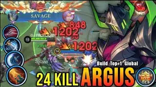 21 KILLS + SAVAGE+ 2x MANIAC MONSTER ARGUS BRUTAL CRITICAL DAMAGE!! BUILD TOP 1 GLOBAL ARGUS ~ MLBB