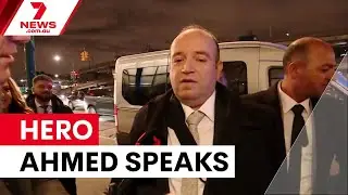 Bondi terror attack hero Ahmed Al Ahmed arrives in New York for treatment | 7NEWS