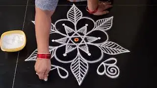 Daily use rangoli//simple side border rangoli design//daily muggulu 