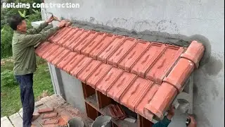 Construction Of Finishing The Roof On The Windows With Reinforced Concrete With Terracotta Tiles