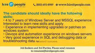 Infrastructure Management Jobs | Microsoft Technologies  | Austin, TX | Job ID: 36332 |
