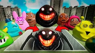 🕳️ALL POU BOUS FAMILY vs GIANT PIT with SPIDER POU in Garry's Mod!