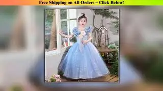 2025 Blue Girls Evening Dress Luxury Princess Gown Birthday Party Pageant Outfit Kids Piano