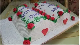 تورتة مستطيلة علي شكل كتاب #تورتة عيد الام #تورتة مستطيلة كبيرة #عزة في المطبخ