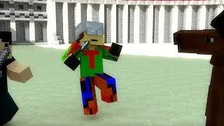 Cinema 4D - Gladiator Minecraft Animation - Timelapse 2
