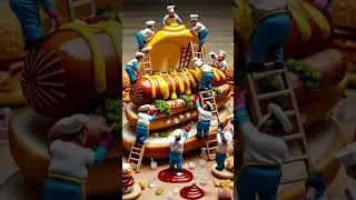 Tiny Chefs Creating the Ultimate Giant Hot Dog! 🌭🎨  #cake #classictinyfood
