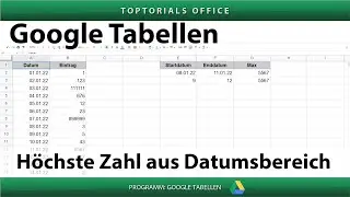Höchste Zahl aus Datumsbereich ( Google Tabellen )