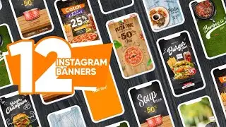 12 Instagram Banner Animation for Restaurant Promo Video - After Effects Template