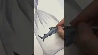 Baby goes to the new home) #art #watercolorpainting  #shark #aquarium #paintingtutorial
