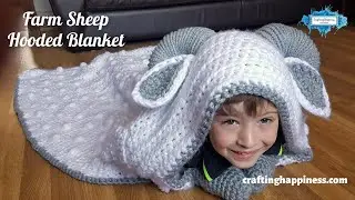 Farm Sheep Hooded Blanket Crochet Pattern | Crafting Happiness PROMO VIDEO