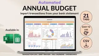 Automated Annual Budget Tutorial - Import transaction from CSV - Debt tracker - Track your payments