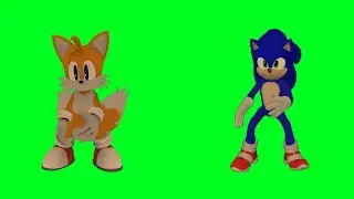 Sonic and Tails dancing green screen