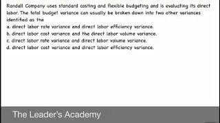 CMA US Part-1 | Direct Labor Variance | The Leaders Academy | Planning and Budgeting | Q-6 | Sec C |