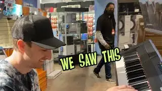 We were walking around a music store and saw this