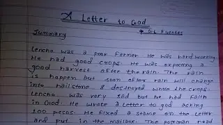 A LETTER TO GOD #Gl fuentes #class10th