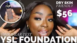 DRY SKIN? Luxury Full Coverage Foundation for Dark Skin| YSL FOUNDATION & Wear Test | @MENA_ADUBEA