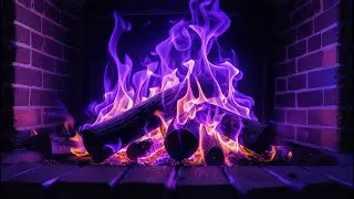 Calming Purple Fire and Ambient Fireplace Sounds | Peaceful Purple Glow Background for Meditation