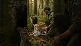 Hero Ranger Rescues Leopard Mother Injured by Porcupine Attack #WildlifeRescue #AnimalHero #Leopard