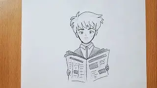 Drawing a Boy that Read Newspaper with Pencil