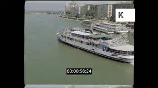 1990s Budapest, Tourist Boats on Danube River, City Cruise, 35mm