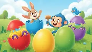 🥚🌈 Five Color Eggs Surprise Counting Song | Monkey, Cars  Bunny 🦍🚗🐰 | Learn Numbers | Nursery Rhymes