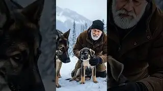 A brave German Shepherd saves his puppy in the freezing mountains. ❤️🐕&zwj;🦺 #dog #ai #emotional