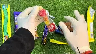 ASMR Most Popular Candies Unpacking & Eating | Rainbow Lollipop Sound