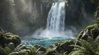 Secret Forest Waterfalls | Waterfall with Sound | Ambiance for Restful Sleep Relaxing Nature Sounds