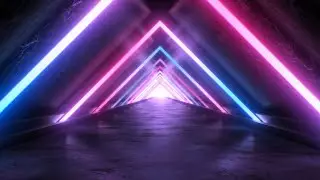 Abstract Neon Triangle Tunnel and Aesthetic Pink Blue Glow Reflection 4K DJ Visuals Loop Background