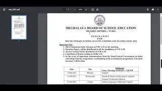 Meghalaya Board 2021 Class 10th Time Table (Available)-How to Check MBOSE Board 10th Exam Time Table