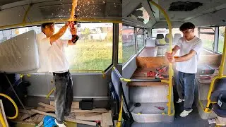 SLIJPEN EN WAND BOUWEN IN DE BUS! 🔨 #890