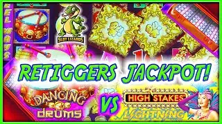 UNBELIEVABLE! D HITS ANOTHER JACKPOT! $8.80 Spins Dancing Drums VS $25 Spins High Stakes