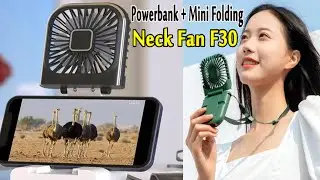 F30 Pro Neck Fan | Kipas + Powerbank  Mini Folding Neck Fan F30 | Ideas Mist