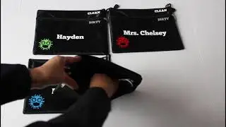 Personalized Face Mask Pouch - 2 Zippered Pockets to store clean/dirty masks, 4 germ colours