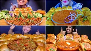 ASMR Eating Spicy 🔥Pav Bhaji 😋 Indian Street Food Pav Bhaji Eating Show❤️ Pav Bhaji Eating Challenge