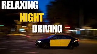 Relaxing Taxi Drive Through Barcelona at Night