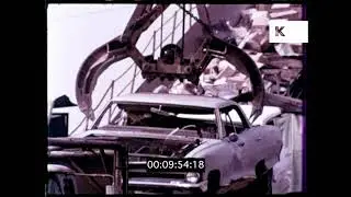 Scrap Yard, Used Cars, 1970s USA, HD from 16mm