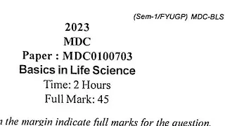 first semester MDC paper Guwahati University basics in life science BLS 2023 MDC0100703 #MDC FYUGP