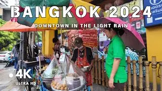[4K UHD] Walking around Asok Area in Bangkok in the Light Rain