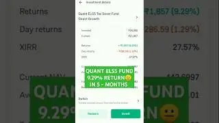 9.29% Return in 5 months 😐 | Quant ELSS fund review #groww #quantmutualfund #sip #mutualfunds